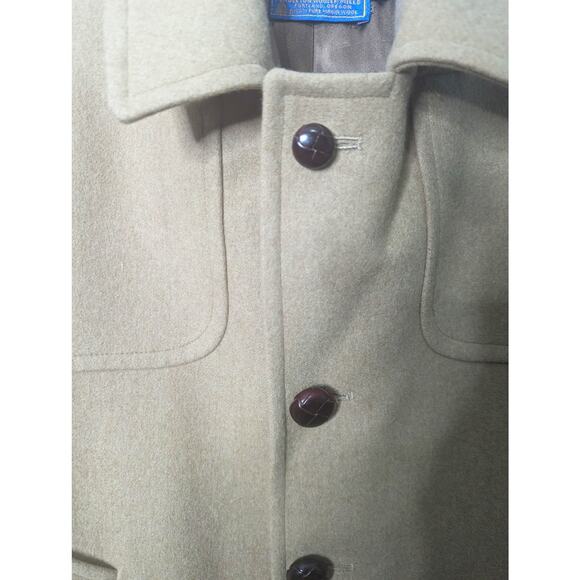 Pendleton Men’s Wool Car Coat 44 Tan Mid Length Button Front Jacket VTG 90s USA - Picture 7 of 13